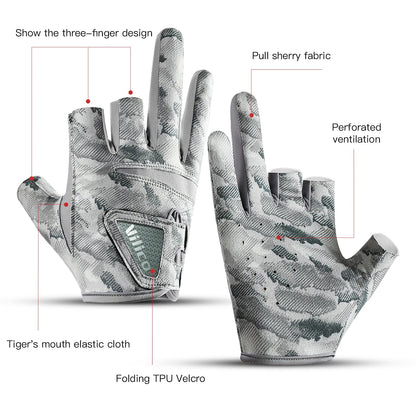 Outdoor fishing equipment - thin comfortable breathable leak proof 3-finger lure fishing gloves